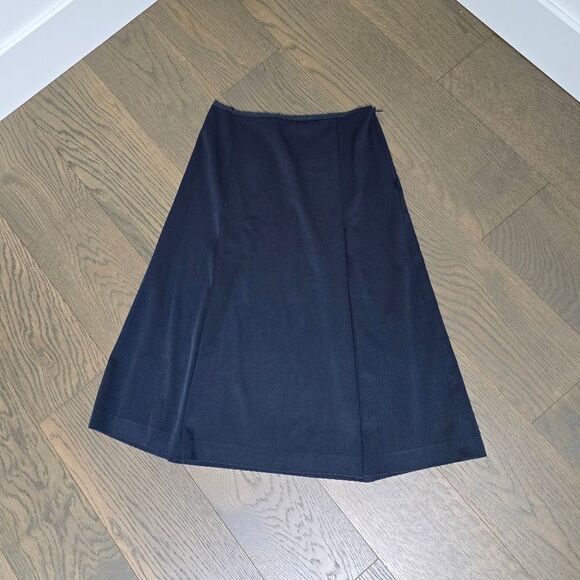 Jil Sander Midi Wool Flare Pleat Minimalist Skirt in Navy Pinstripe 36 / US 6 - Picture 1 of 14
